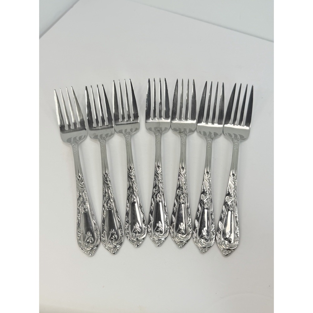 Reed & Barton Monique Stainless Steel Salad Forks 7.5" Set Of 7